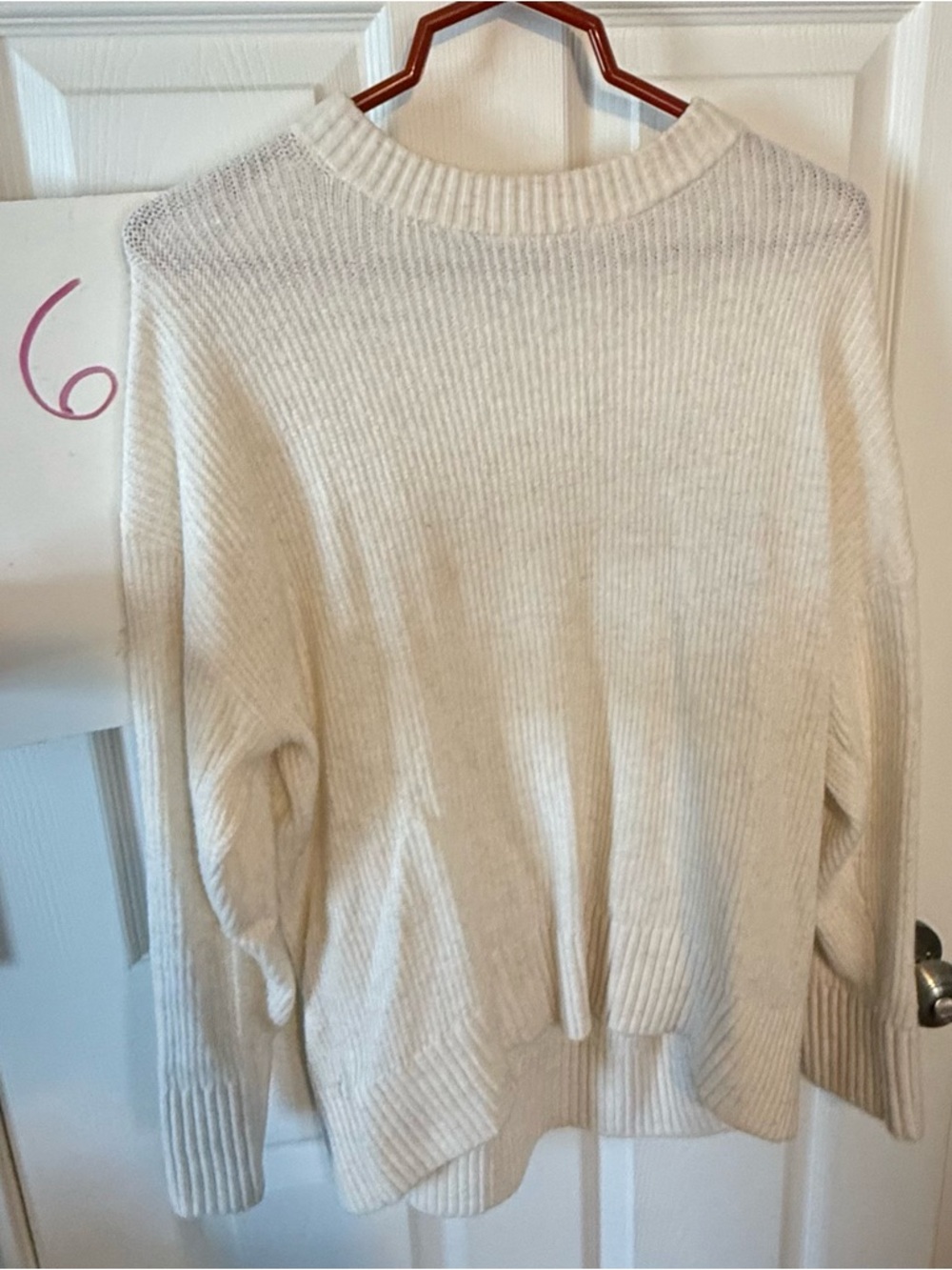 Old Navy Cream Ribbed Scoop-Neck Lightweight Pullover